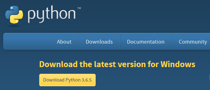 Python.org downloads page showing download for Windows button