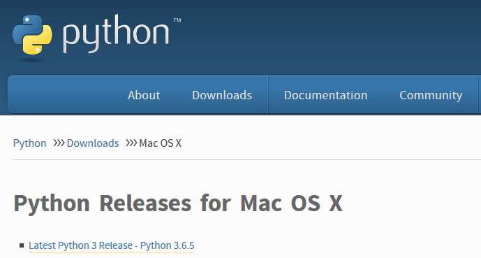 Python.org downloads page showing download for MacOS link button