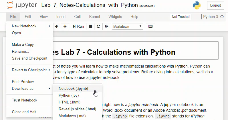 Jupyter notebook downloaded as .ipynb file