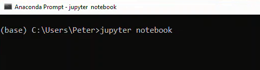 The Anaconda Prompt. Note the command jupyter noteooks is entered