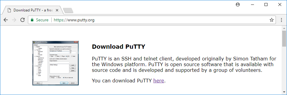 PuTTY Downloads Page