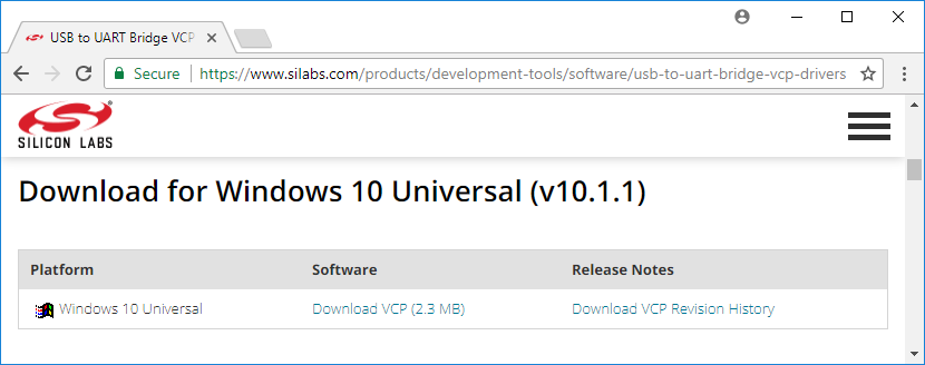 SiLabs Driver Download Page